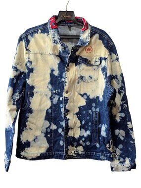 Young & Reckless Bleached Denim Jacket XL Acid Wash Distressed Streetwear Y&R